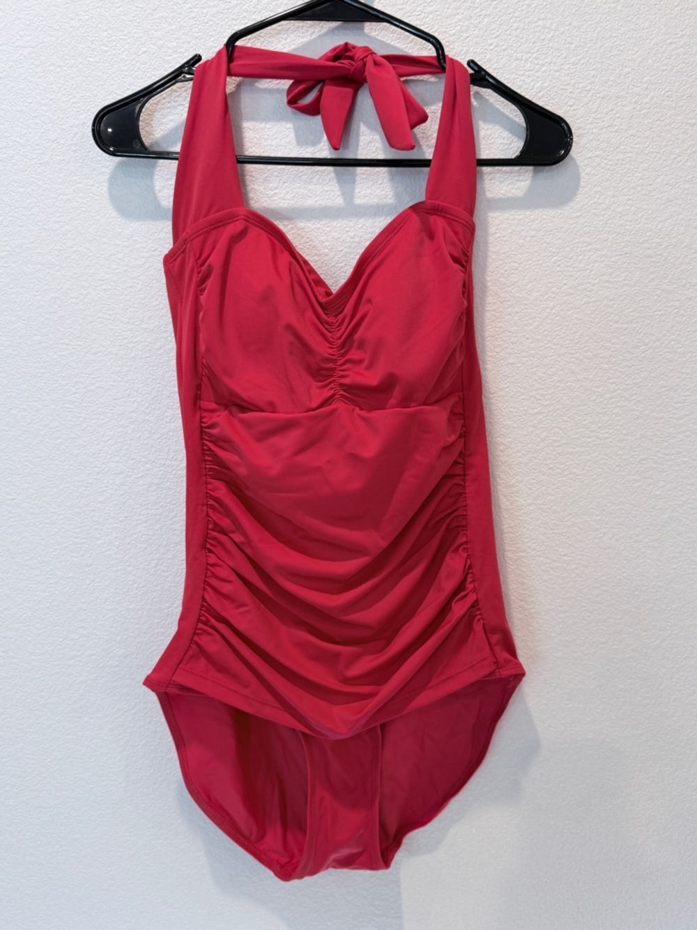 Ruby Ribbon Ruched Halter One Piece Swimsuit Pin Up Retro Bombshell Shaping 10